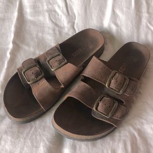 White mountain footbeds Birkenstock style sandals brown leather and cork…